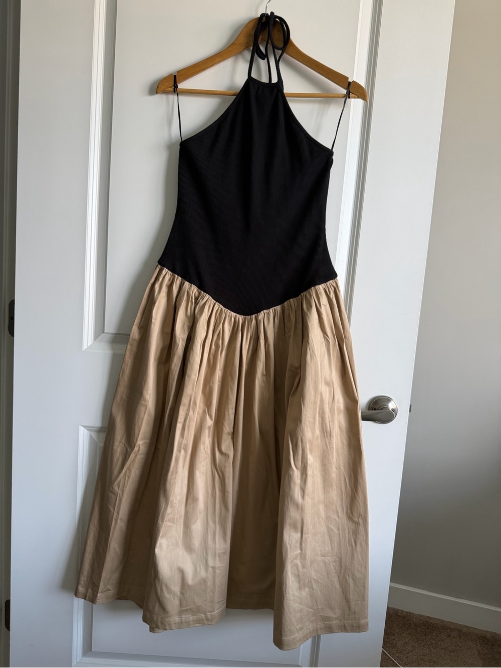 Maeve Halter Basque-Waist Twofer Midi Dress - Picture 3 of 10